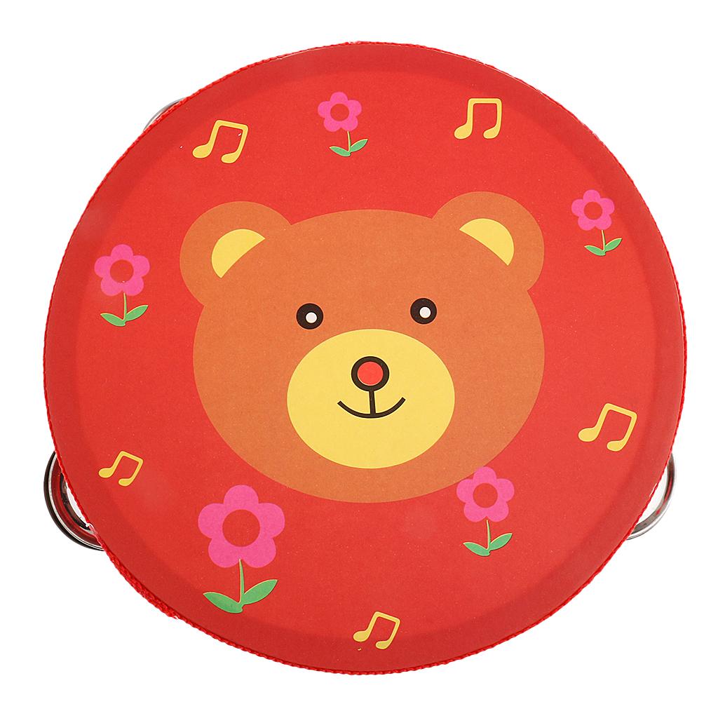 Kids Toys Learning - Dzwonek ręczny Drewniany Tamburyn Instrument Perkusyjny