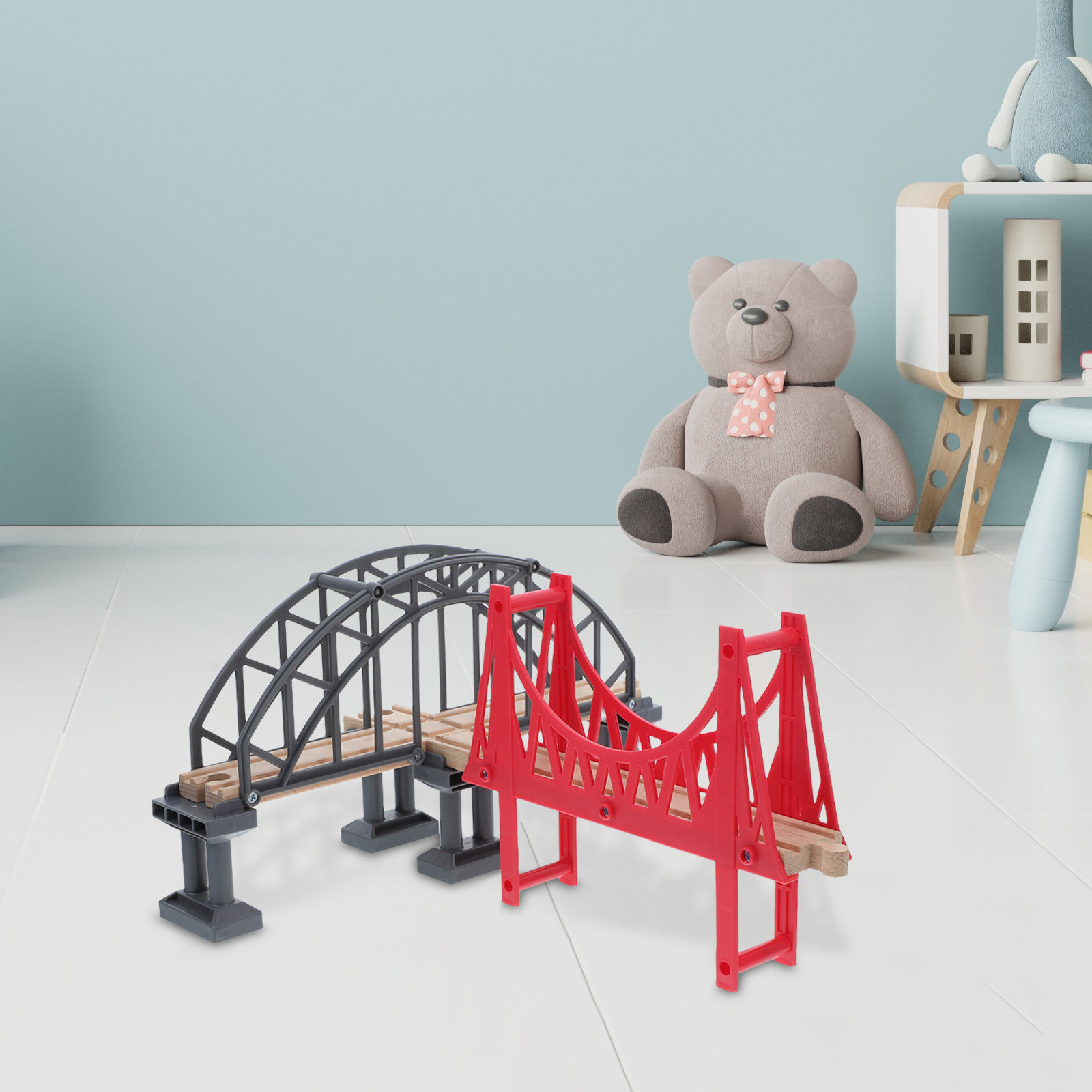 Drewniany zestaw mostków do to – Toy Train Track Set recenzja i cena